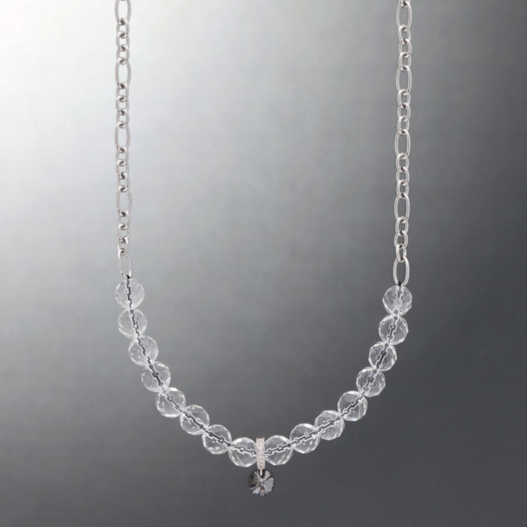 eclat ロッククリスタル カラーコード ステンレスチェーンネックレス