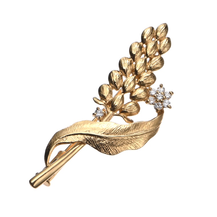 純金/SV 麦の穂 デザイン ブローチ