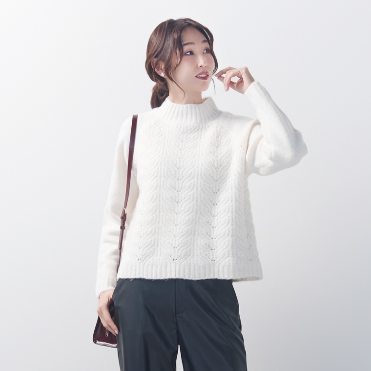 Provador ウール混アラン柄 ふわもちニット