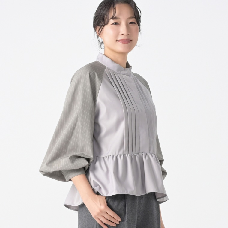 YukaKoshino ストライプドッキングのブラウス