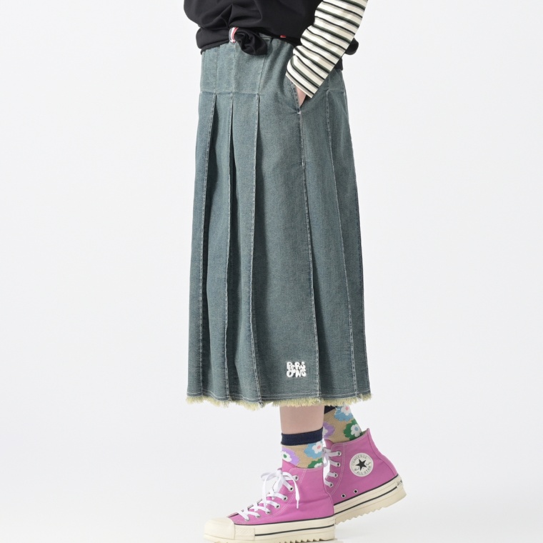 PERSONS デニムプリーツスカート