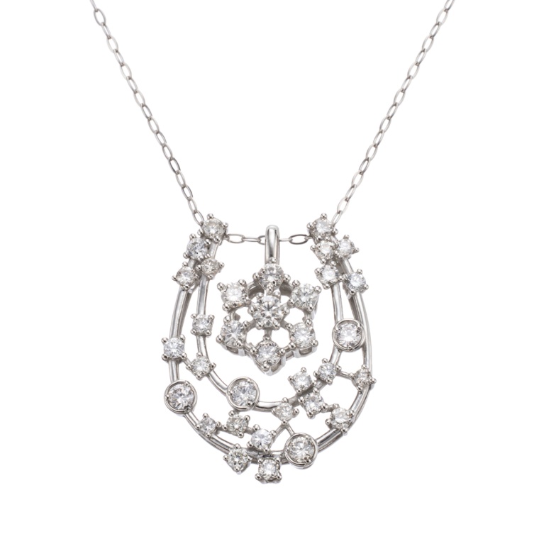 PT ダイヤモンド 3wayホースシューペンダント 計0.38ctUP