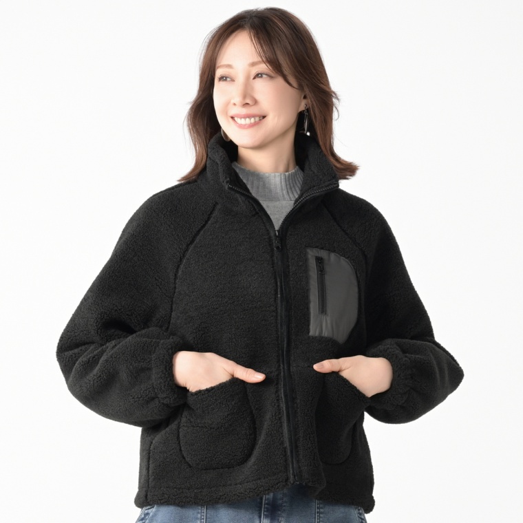 MINHA KILAKILA スタンド衿ボアブルゾン