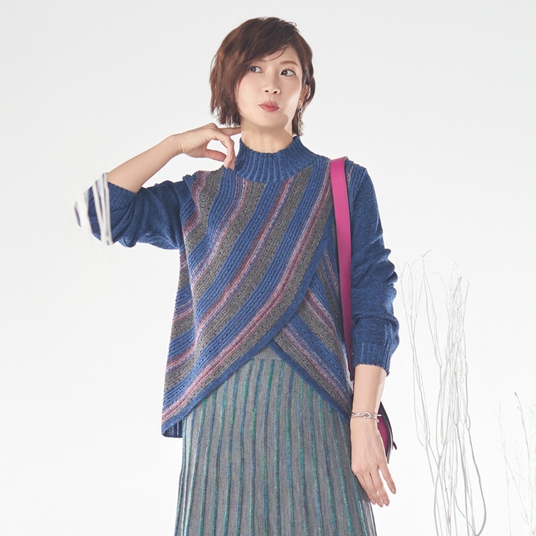 ドネモア 前身ドレープかすりジャガードプルオーバー