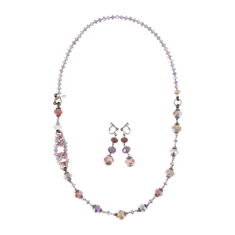 ガラスビーズ デサインネックレス&イヤリング/ピアス[クロード]