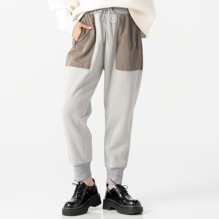 KiKKi 裏毛起毛配色ポケットジョガーパンツ