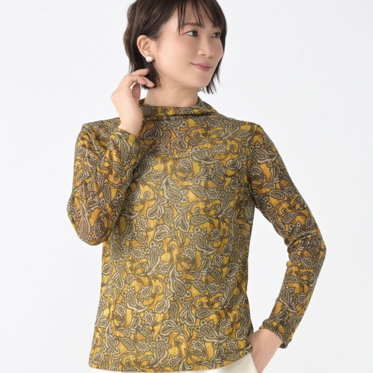 タカシマヤスタイルプリュ ウールガーゼプリントプルオーバー