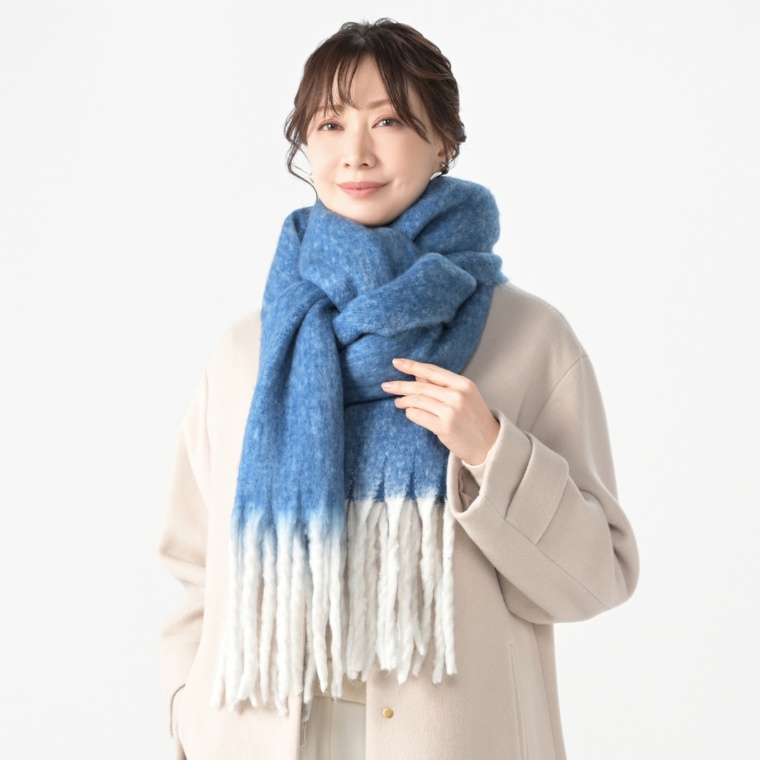 ルナジュメール ネット限定太フリンジシャンブレーストール