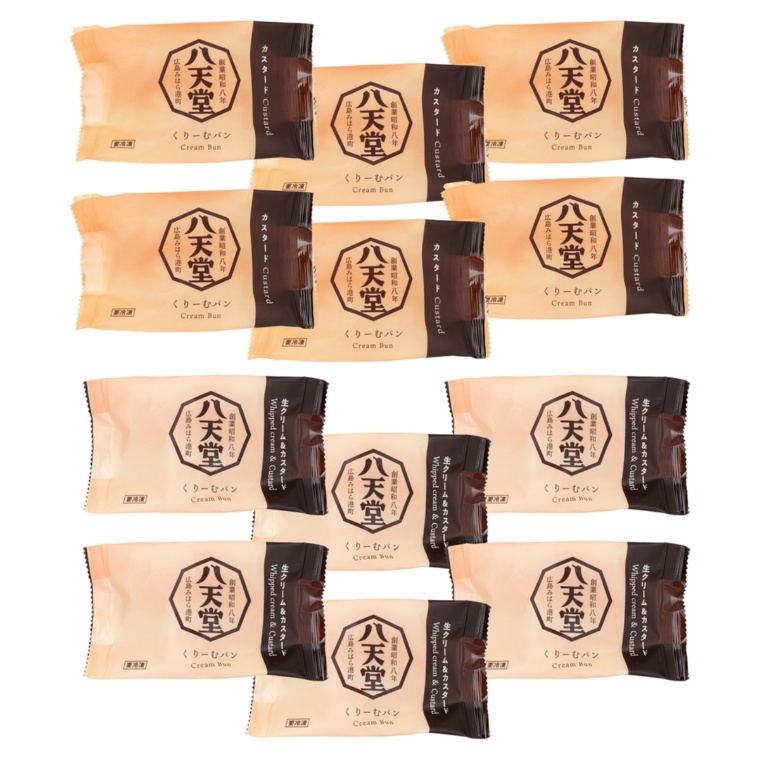八天堂くりーむパン カスタードと生クリーム2種12個