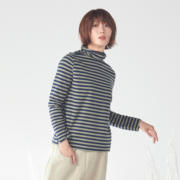 KawaiOkada ベーシックハイネックボーダーインナー