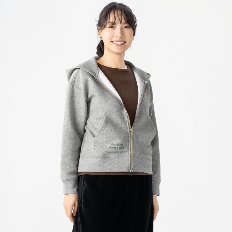 エニワイズ 暖か裏起毛のダンボールZIPパーカー