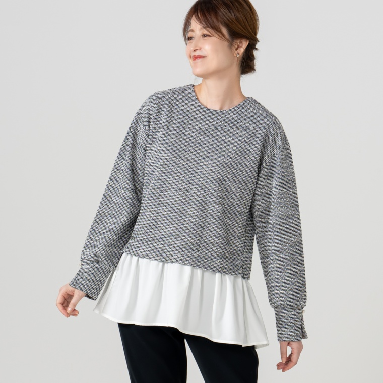 Beauty Fit カットツイード切替プルオーバー