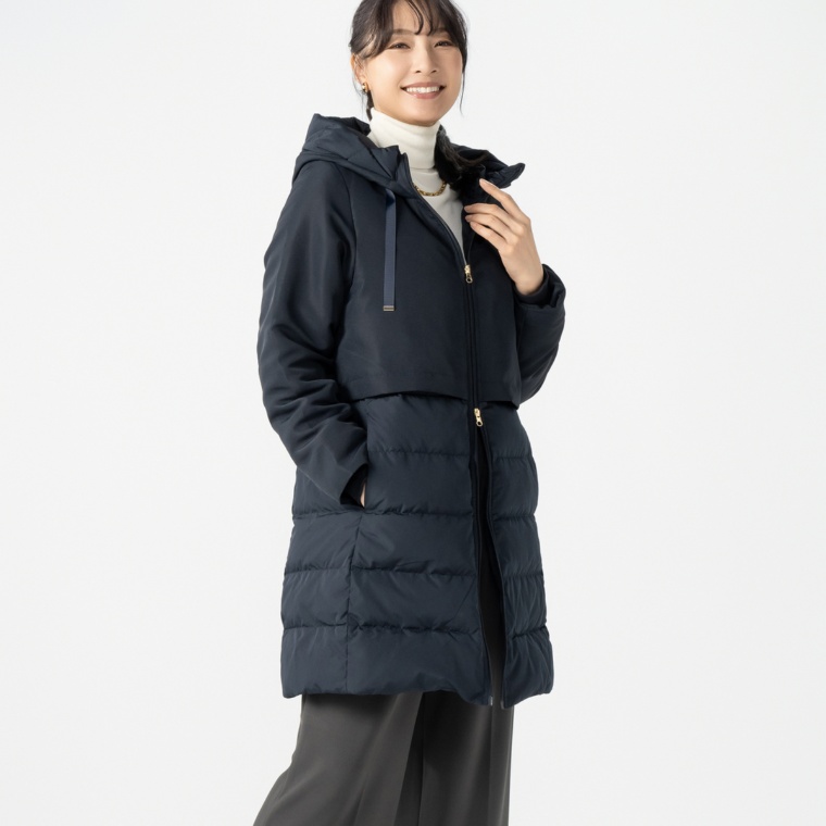 Beauty Fit 美シルエット身頃ダウンフーデッドコート