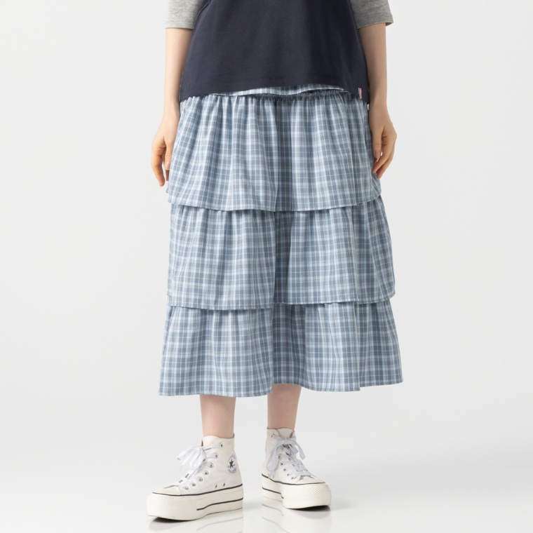 PERSONS フリルチェックスカート