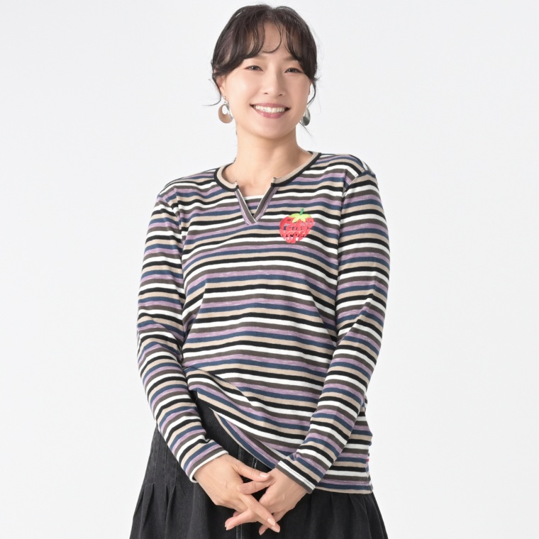 PERSONS マルチボーダースキッパーテレコトップス