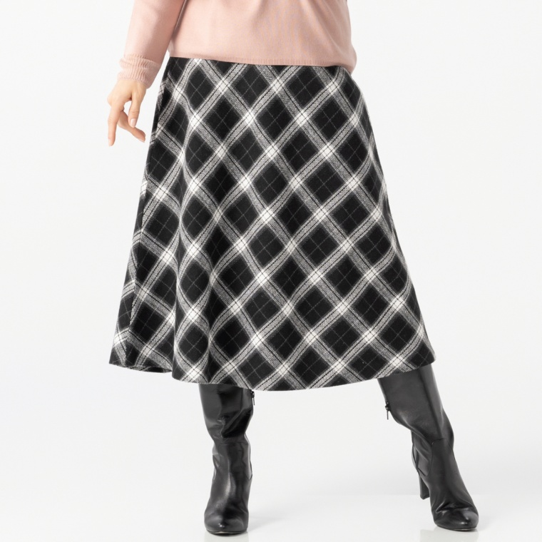 CARRIERE ツイードチェックAラインスカート