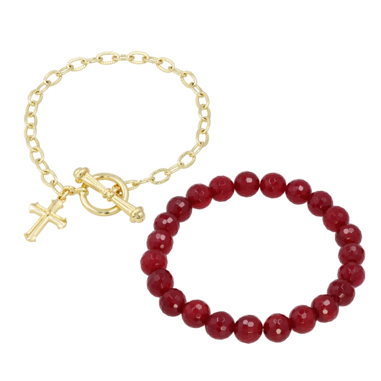 TarTar 天然石&クロスモチーフブレスレット2本セット[エリザ]