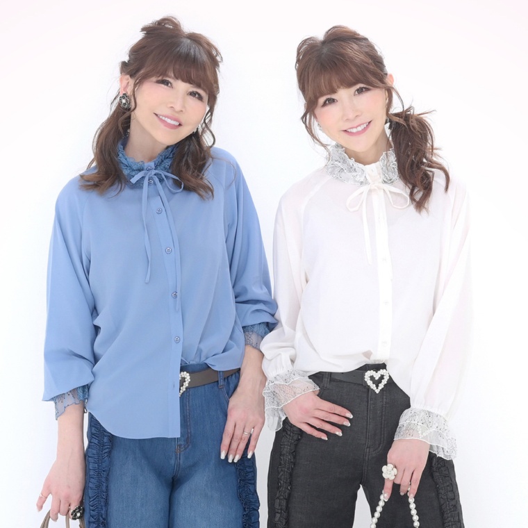 &LOVE チュールレースのふりるブーケブラウス