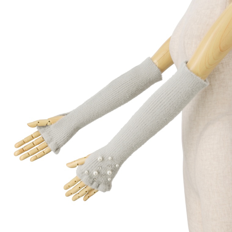 &LOVE 手元華やぐキラキラパール調ビジューアームウォーマー