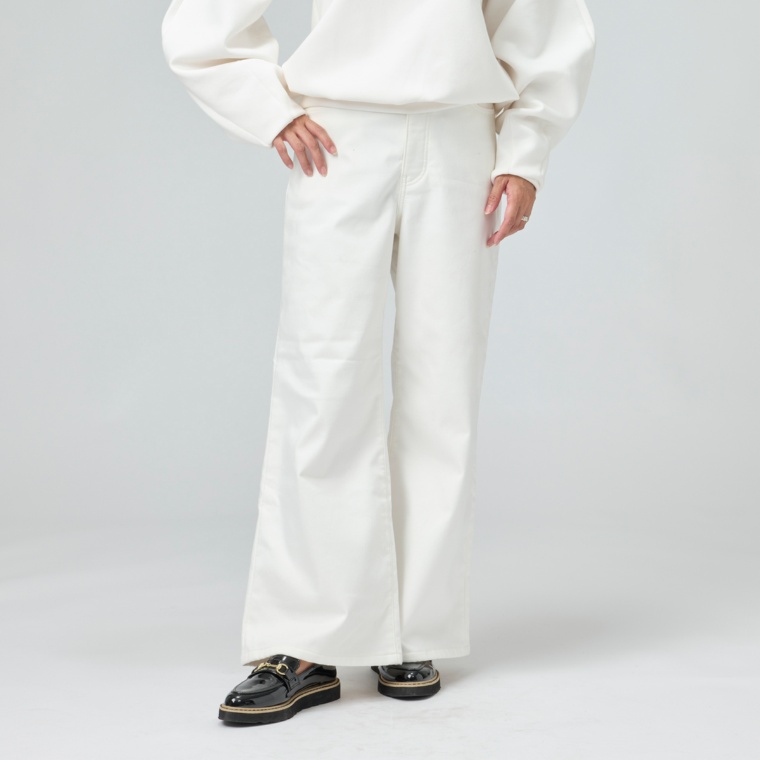 BELLE BOUDOIR ボンディングワイドセミフレアパンツ