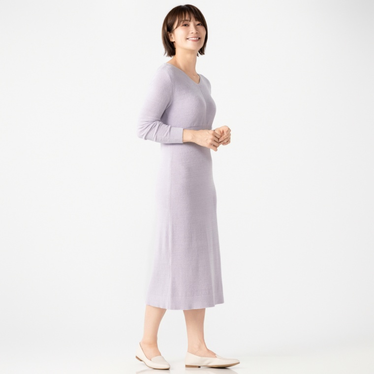 attaca カップ取り外し可能長袖ワンピース