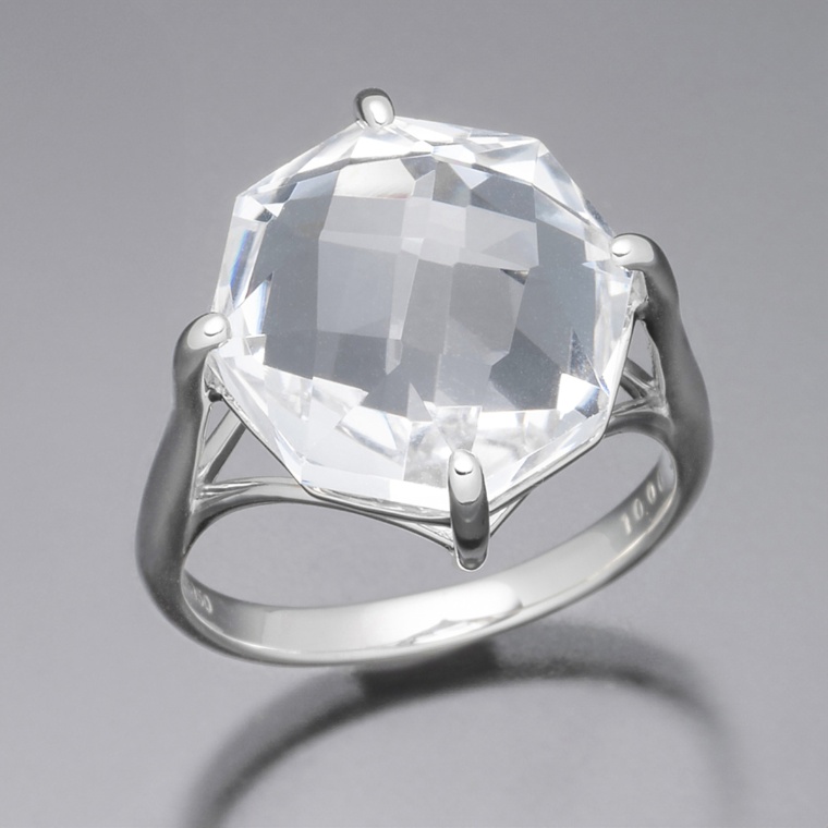 スタックカラーズPT950八角水晶 リング10.0ctUP