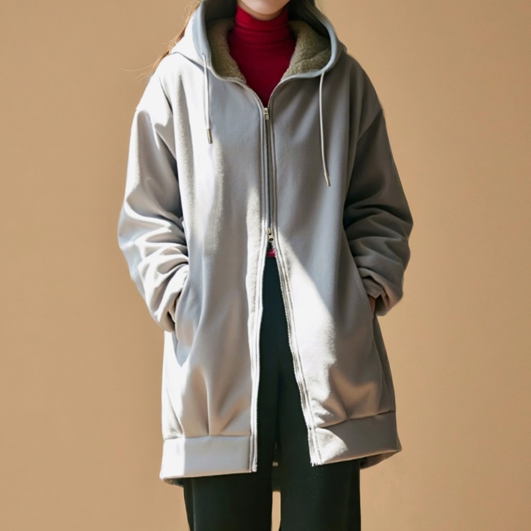 Provador 両面起毛 裏ボアロングパーカー