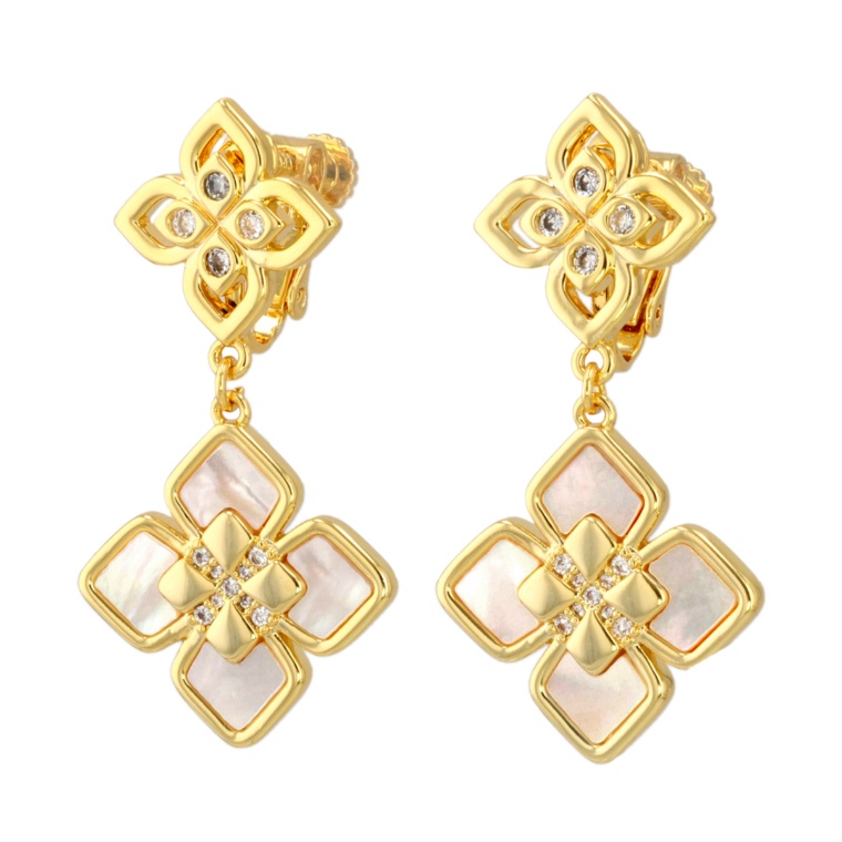 JinkaNezu シェル＆CZ フラワーモチーフ イヤリング/ピアス