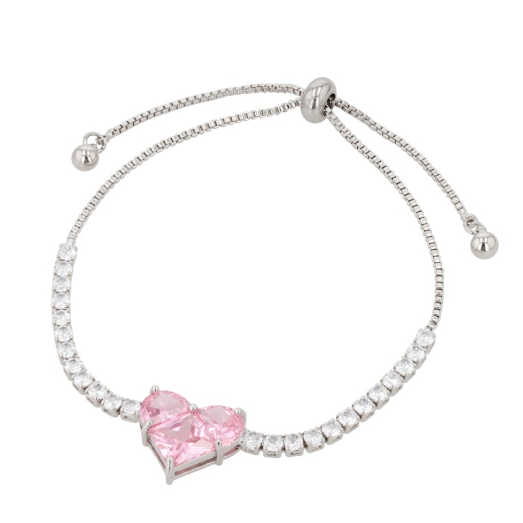 JinkaNezu CZ ピンクハートライン ブレスレット