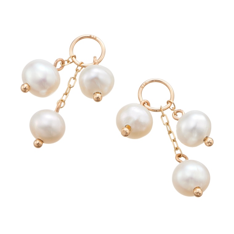 10K 3ピース淡水パール ピアリングチャーム