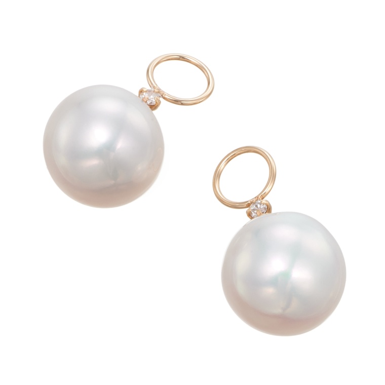 10K テリ淡水真珠&ダイヤ ピアリングチャーム