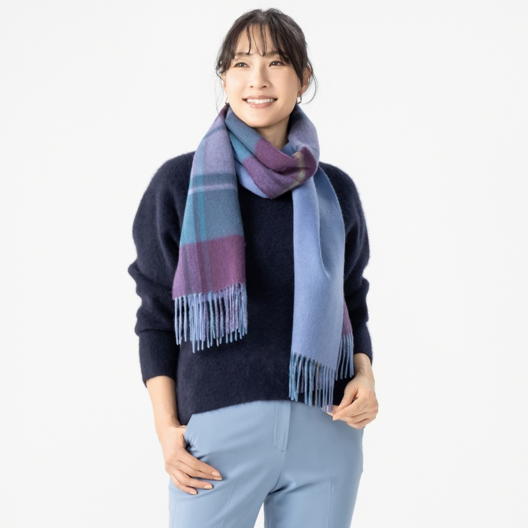 ルナジュメール シルケットウールカシミヤ混リバーシブルマフラー