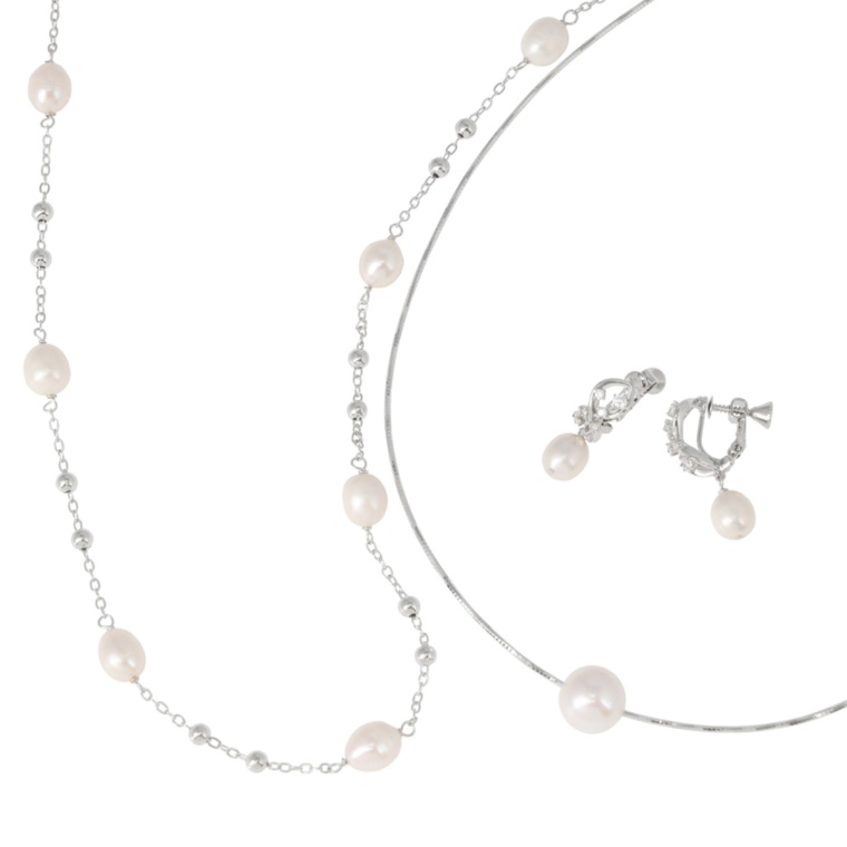 JinkaNezu 淡水パールジュエリー 豪華3点セット