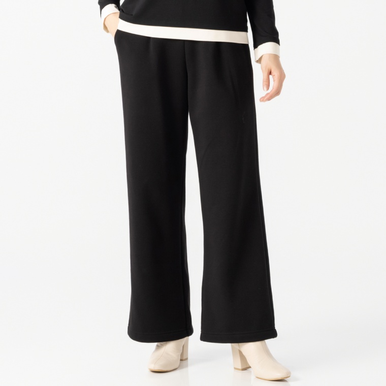 エニワイズ選べる股下暖か裏シャギーワイドストレートパンツ