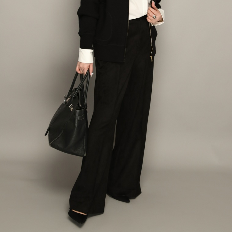 Anne Coquine ストレッチフェイクスウェードワイドパンツ