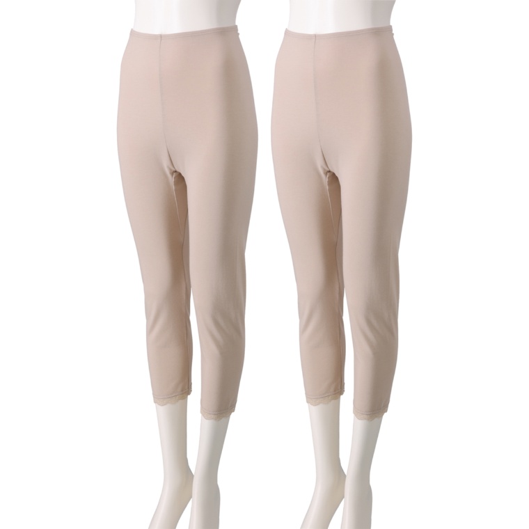 ThreeHeart 綿混7分丈ボトム 同色2枚組