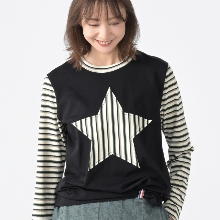 PERSONS ボーダーテレコスターTシャツ