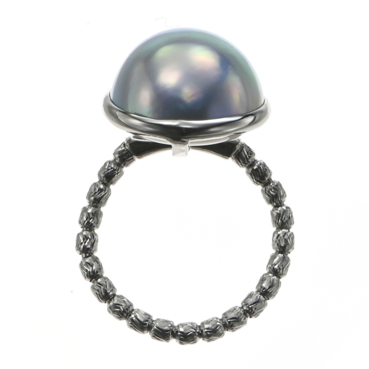 PT 奄美大島産ブルーマベパール ストレッチリング13mm