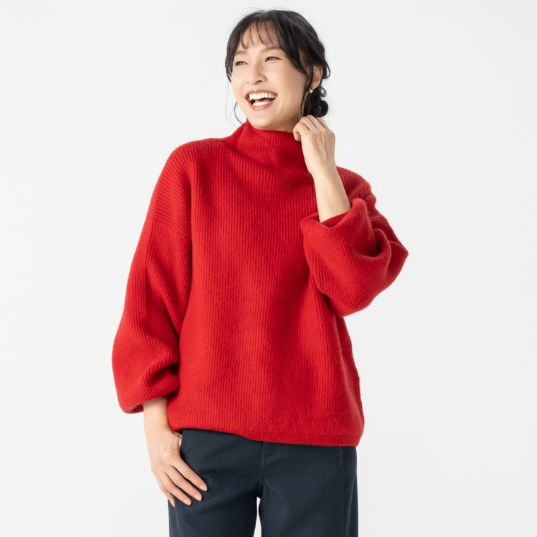 GRC 片畦編みハイネックニットプルオーバー