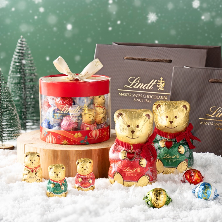 リンドールクリスマスギフトボックス20個入&テディ セット