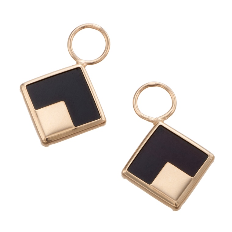 10K スクエア ブラックメノウ ピアリングチャーム