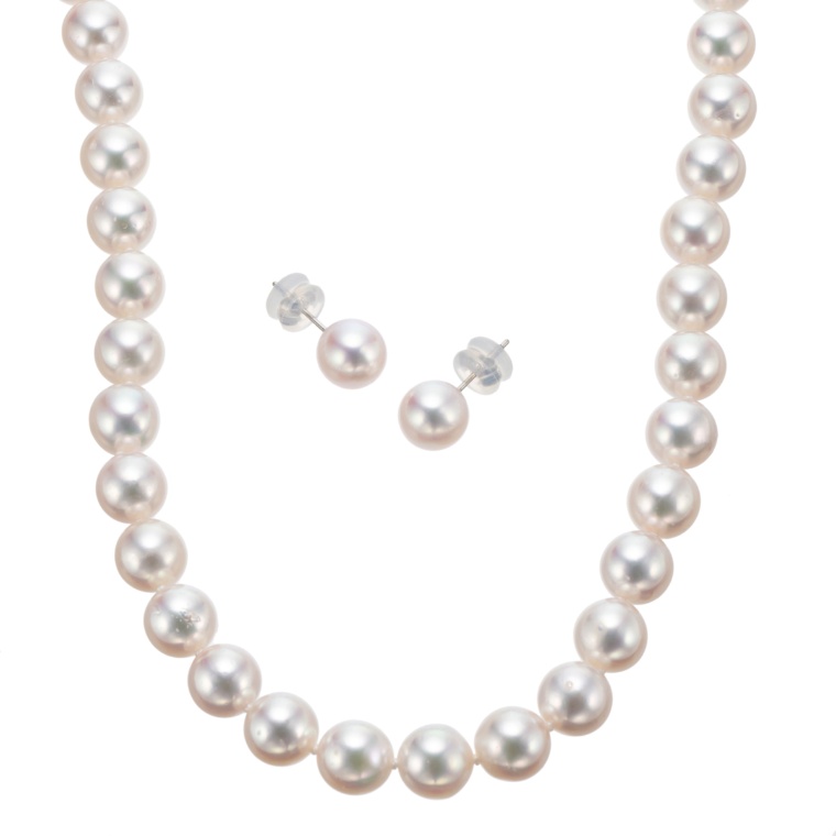 アコヤ真珠 ネックレス&イヤリング/ピアス 8.0mm