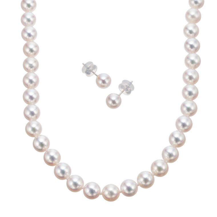 アコヤ真珠 ネックレス&イヤリング/ピアス 7.0mm