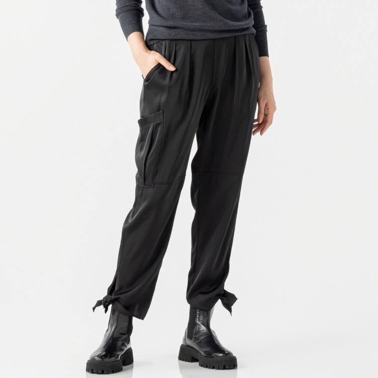 KawaiOkada 裾リボン切り替えサイドポケットパンツ