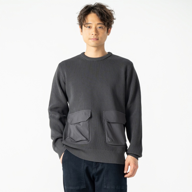 Lucca Uomo alla moda 片畦編みニットプルオーバー