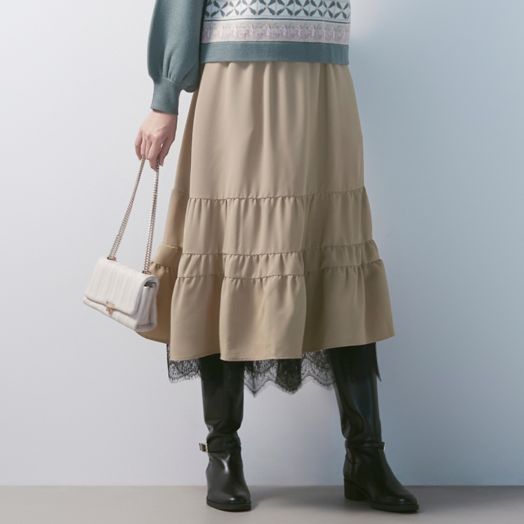 anatelier 裾レースティアードスカート