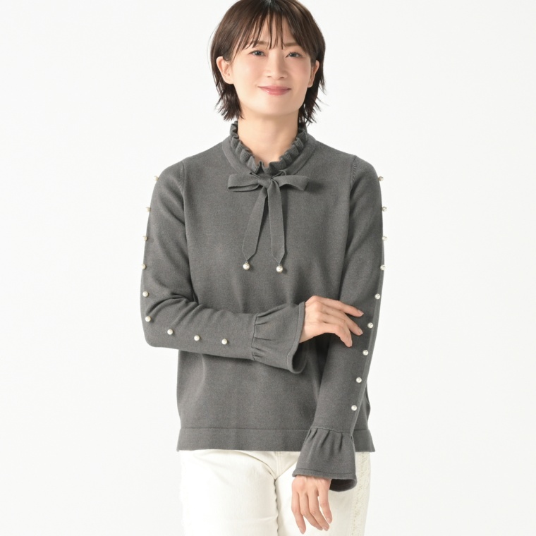 &LOVE レディな甘さ引き立つニットプルオーバー