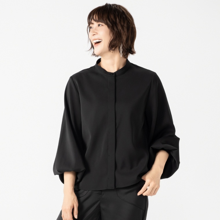 MASAGO ツイル素材ボリューム袖ブラウス