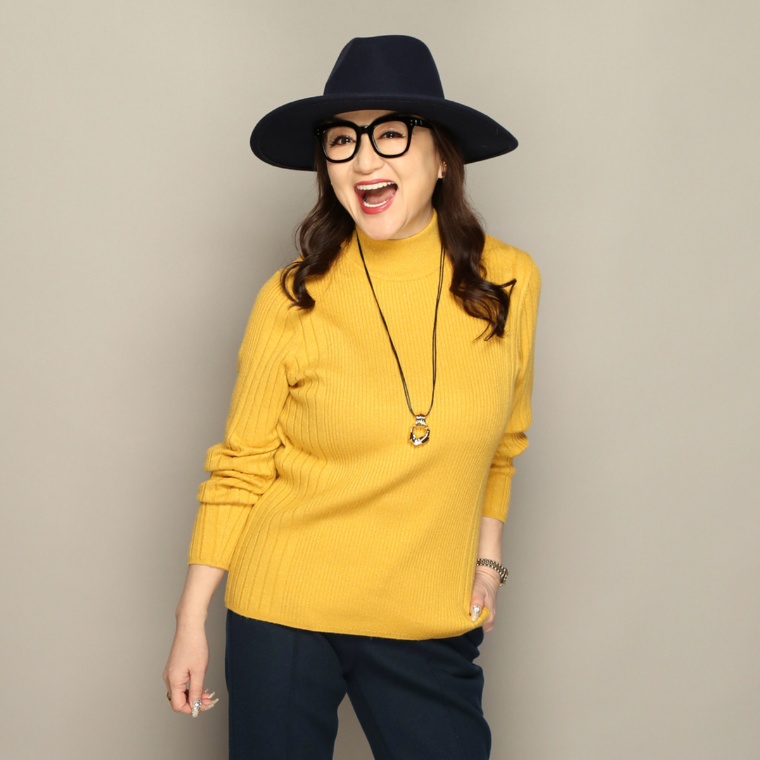 Anne Coquine ウールミックスラメニットリブプルオーバー