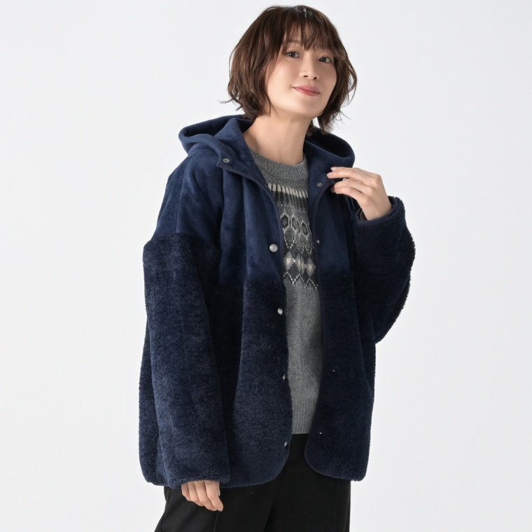 EDDIE BAUER フリース×ボアブルゾン